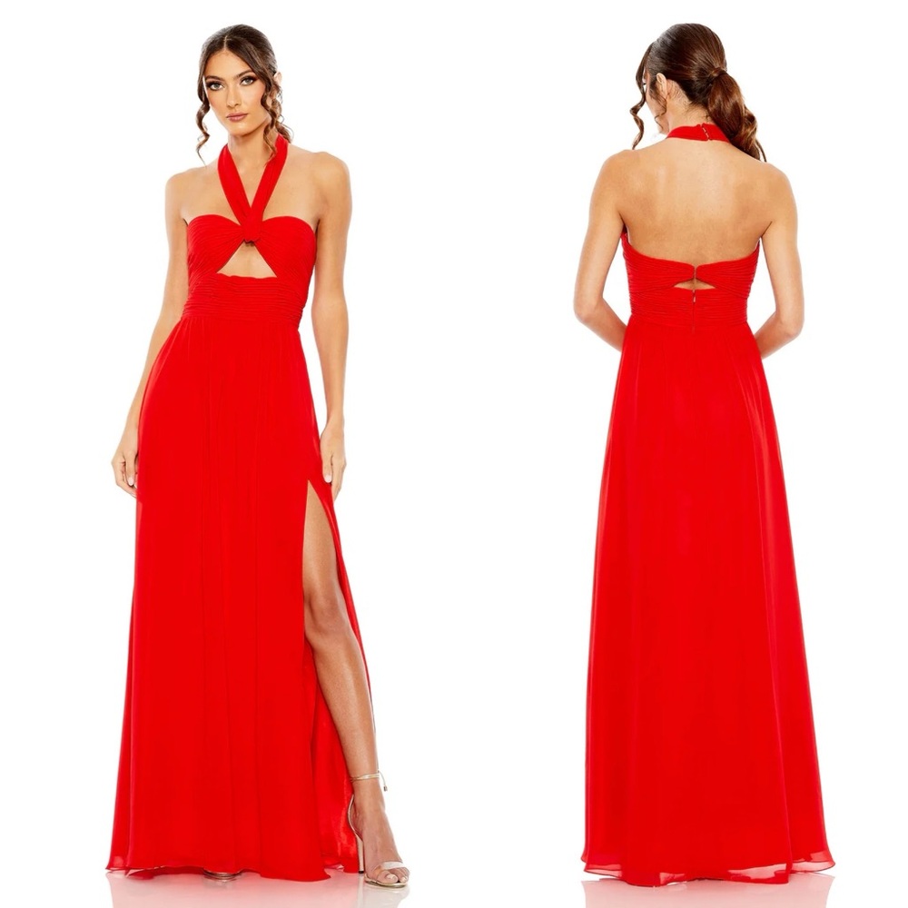 Mac Duggal Red Halter Gown